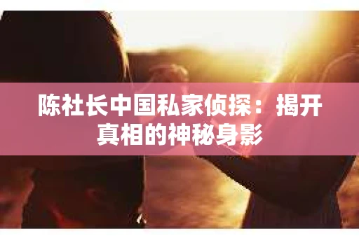 陈社长中国私家侦探：揭开真相的神秘身影