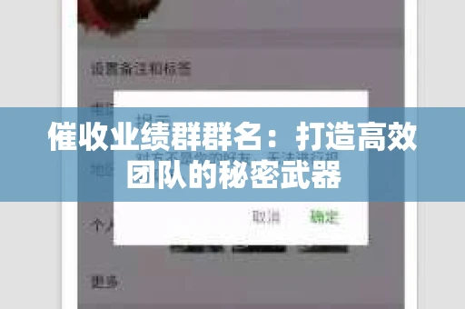 催收业绩群群名：打造高效团队的秘密武器