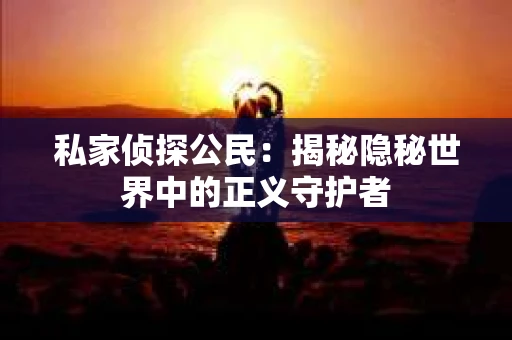私家侦探公民：揭秘隐秘世界中的正义守护者