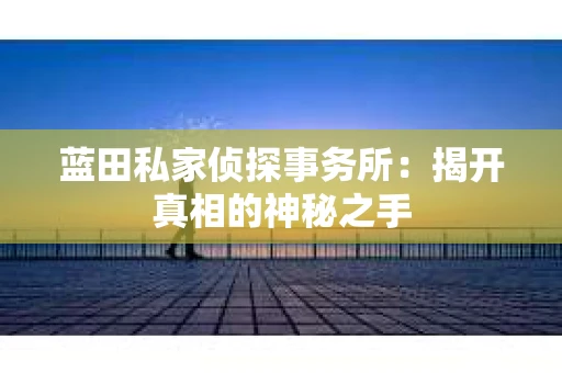 蓝田私家侦探事务所：揭开真相的神秘之手